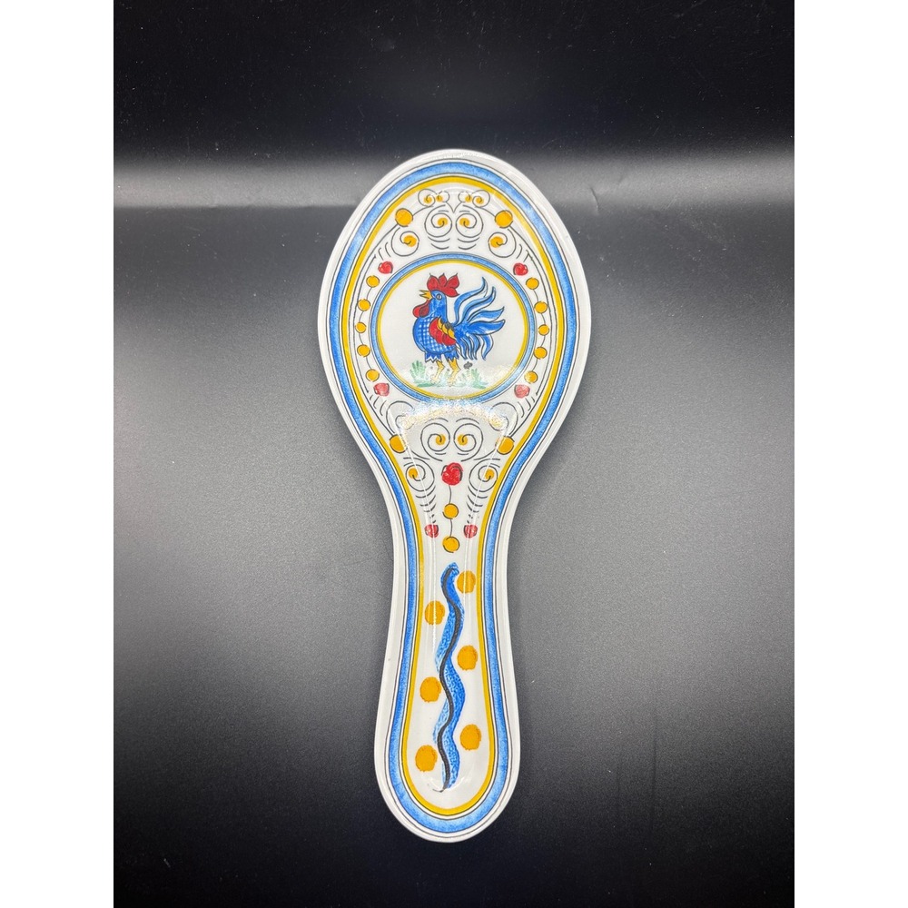 Le Cadeaux Palermo Melamine Spoon Rest Blue Rooster Italian Style Kitchen Decor